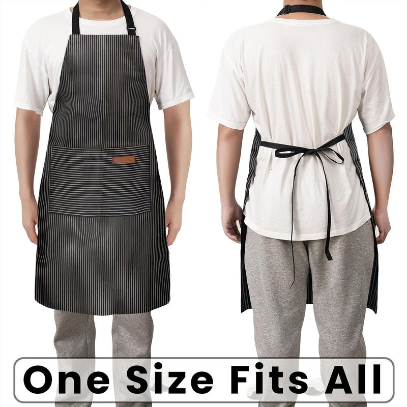 BeLuyi Adjustable Bib Apron with 2 Pockets Chef Cooking Kitchen Restaurant Aprons for Women Men - Image 5
